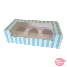 CAJA PARA 3 MINI HUEVOS DE PASCUA - BLANCA Y AZUL