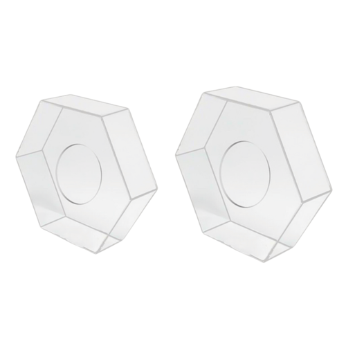 SOPORTES HEXAGONALES TRANSPARENTES PARA TARTAS - 20 Y 30 CM / H 10 CM