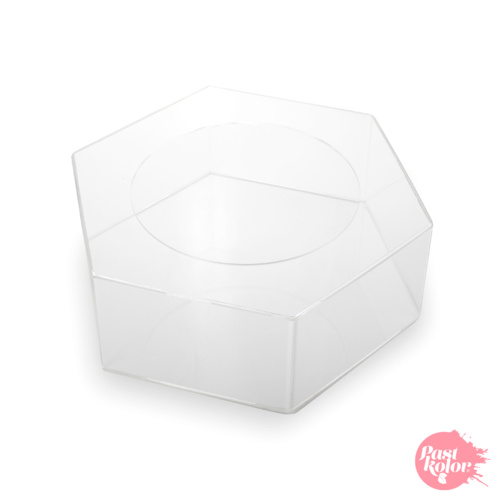 SOPORTES HEXAGONALES TRANSPARENTES PARA TARTAS - 20 Y 30 CM / H 10 CM