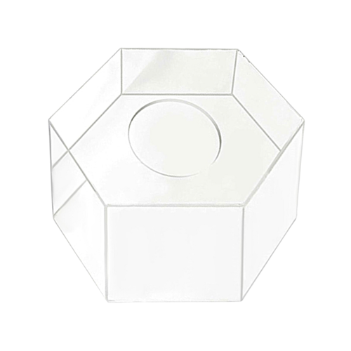 SOPORTE HEXAGONAL TRANSPARENTE PARA TARTAS - 20 CM / H 15 CM