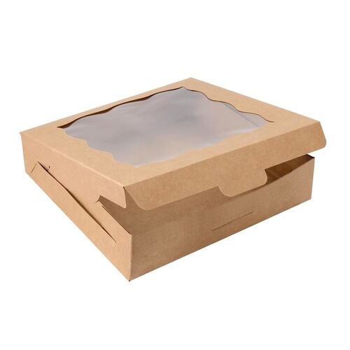 CAJA PARA TARTA KRAFT CON VENTANA - 25 CM / 10 CM H