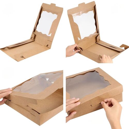 CAJA PARA TARTA KRAFT CON VENTANA - 25 CM / 10 CM H