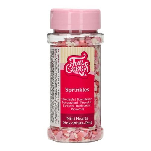 SPRINKLES FUNCAKES - MINI CORAZONES ROSAS / BLANCOS / ROJOS (60 G)