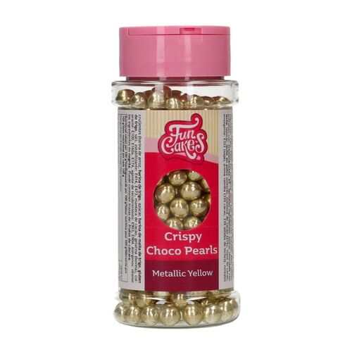 PERLAS DE CHOCOLATE CRUJIENTE FUNCAKES - AMARILLO METALIZADO (60 G)