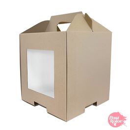 CAJA PARA TARTA ALTA REVERSIBLE (KRAFT / BLANCO) - 20 CM / 20 CM H