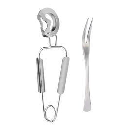 SET PINZAS Y TENEDOR PARA CARACOLES DE ACERO INOXIDABLE