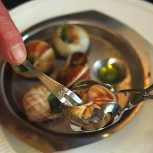 SET PINZAS Y TENEDOR PARA CARACOLES DE ACERO INOXIDABLE