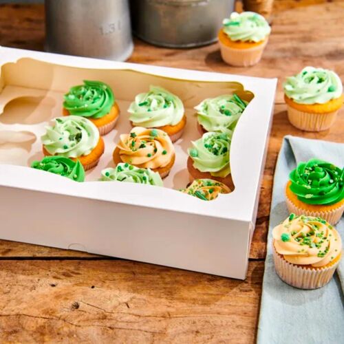 CAJA PARA 6 CUPCAKES [O 12 MINI CUPCAKES] BLANCA CON VENTANA - FUNCAKES (25 U)
