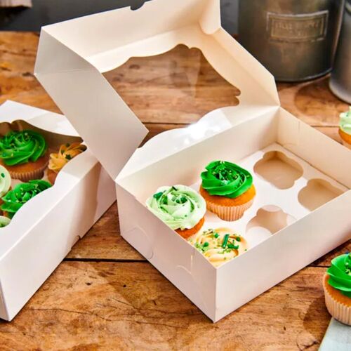 CAJA PARA 6 CUPCAKES [O 12 MINI CUPCAKES] BLANCA CON VENTANA - FUNCAKES (25 U)