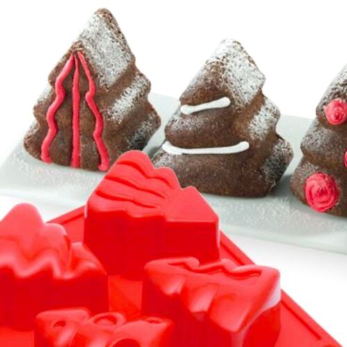 MOLDE SILICONA PAVONI - 6 ARBOLES NAVIDAD