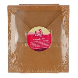 CAJA PARA 6 CUPCAKES [O 12 MINI CUPCAKES] KRAFT CON VENTANA - FUNCAKES (3 U)