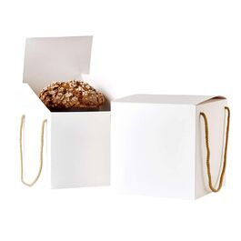 CAJA PARA PANETTONE BLANCA CON CUERDAS - 21,5 CM