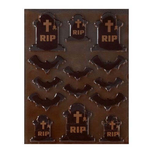 DECORACIONES DE CHOCOLATE FUNCAKES - LAPIDAS Y MURCIELAGOS