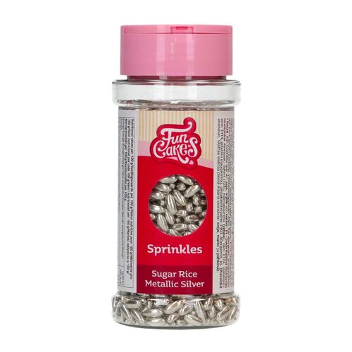 SPRINKLES FUNCAKES GRANOS DE ARROZ - PLATA METALIZADO (80 G)
