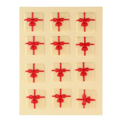 DECORACIONES DE CHOCOLATE FUNCAKES - REGALO BLANCO / ROJO