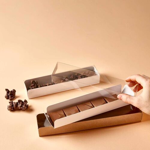 CAJA PARA TURRON TIPO TUNEL (BASE BLANCA + TAPA TRANSPARENTE) - 25 CM