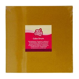 CAKE DRUM CUADRADO DORADO BRILLANTE FUNCAKES - 25 CM