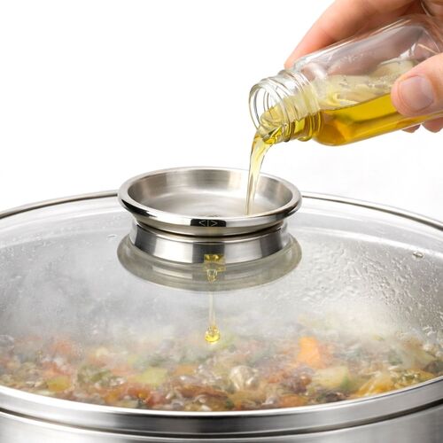 TAPA DE CRISTAL CON POMO DOSARAMA ACERO INOXIDABLE PENSOFAL - Ø 26 CM