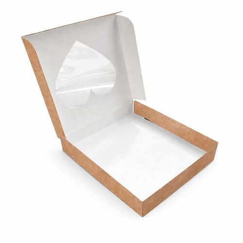 CAJA KRAFT CON VENTANA DE CORAZON - 17 X 3,5 CM