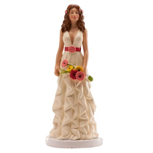 FIGURA PARA TARTA MUJER CON RAMO MARGARITAS