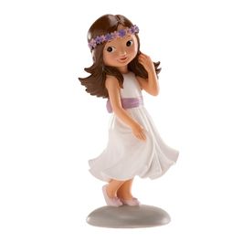 FIGURA PARA TARTA COMUNION - NIA CON LAZO VIOLETA IRENE